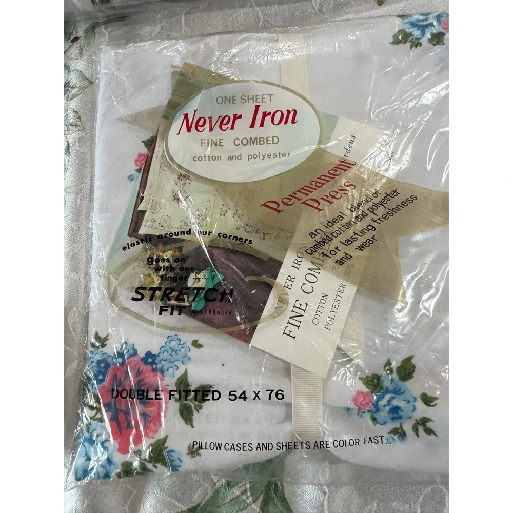 Vintage Petersen Fifth Avenue Double Sheet Set Floral‎ Cotton Blend New 4pc